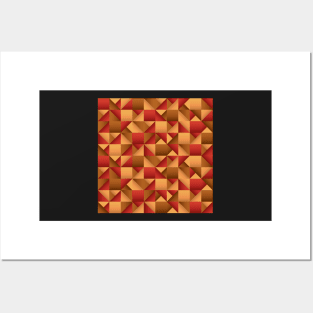 Copper and Red Geometric Pattern Posters and Art